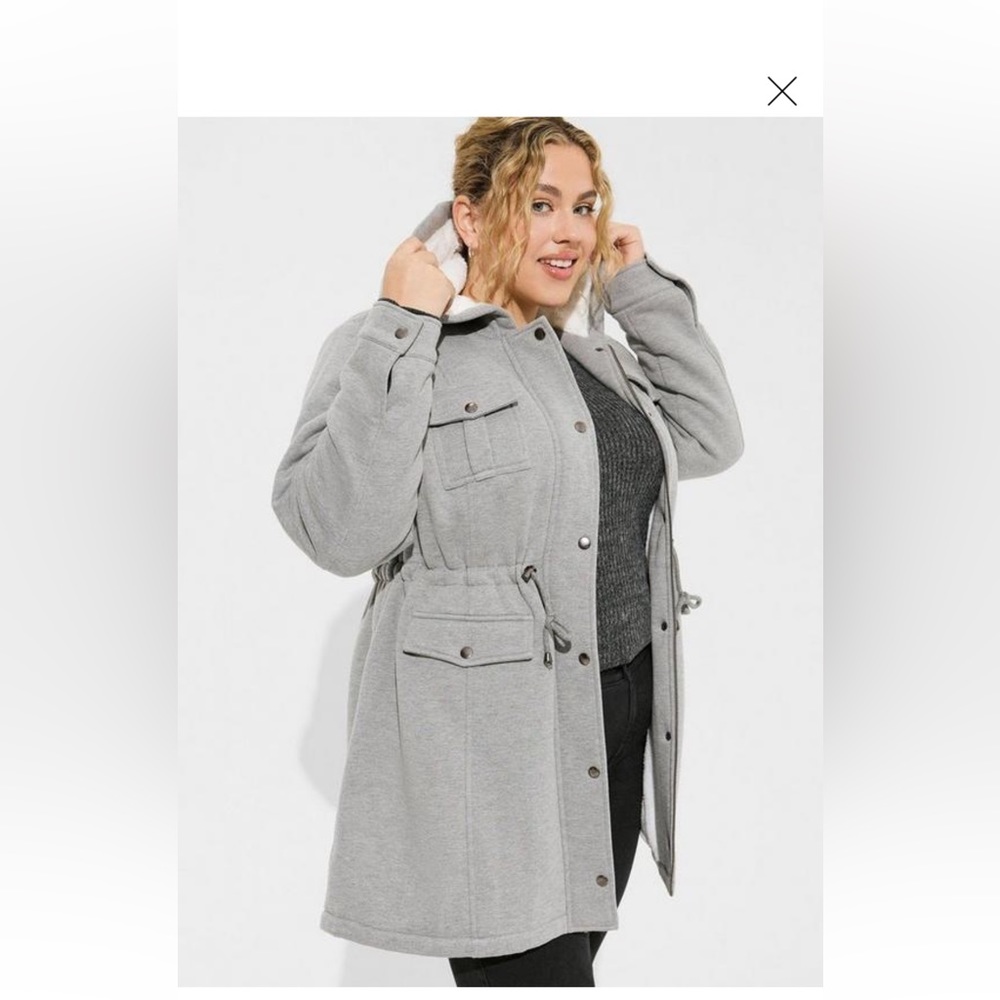 Torrid gray Fleece sherpa lined anorak. Brand new with tags